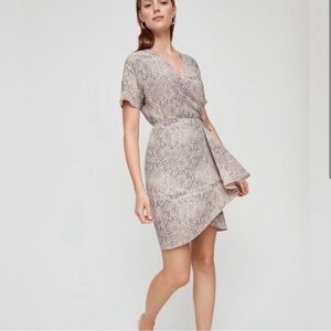 BABATON Snake Skin Wrap Mini Dress